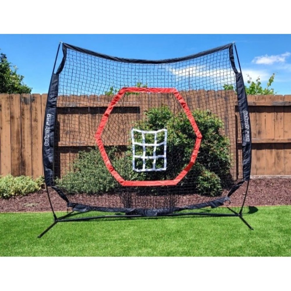 7ft x 7 ft Baseball & Softball Practice Hitting & Pitching Net w/ Bow type frame